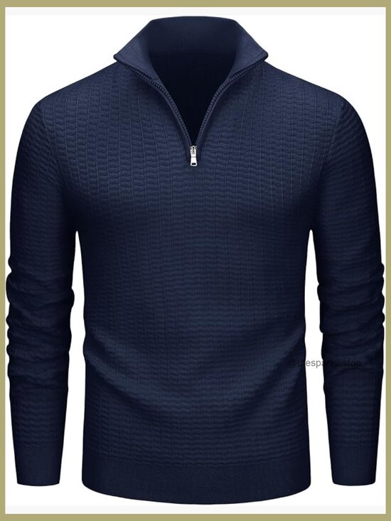 Other - Men's 1/4 Zip Waffle Knit Pullover Sweater - Soft Long Sleeve Mock Neck